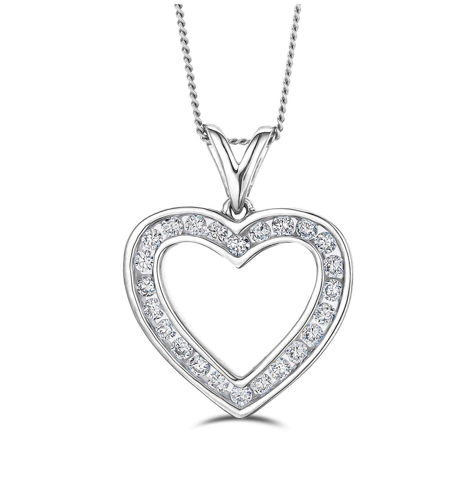 0.50ct Lab Diamond Heart Pendant Necklace H/SI Quality in 9K White Gold